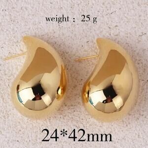 Water drop Dangle Earrings Women Lightweight hoop Hollow Teardrop Gold Plated
